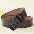 Classic dark brown genuine leather belt for women with elegant black matte pin buckle - 105 / Coffee