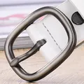 Minimalist white leather belt for women with brushed oval metal buckle and fine stitching - 105cm / White