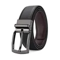 Cintura da uomo in pelle con fibbia rotante e trama in fibra di carbonio nera - Trama Fibra Carbonio Fibbia Gunmetal / 105cm