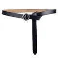 Cinturón negro ajustable minimalista para vestidos con hebilla redonda plateada mate - Longitud Estándar / Negro