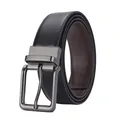 Men's reversible leather belt with black and brown sides and gunmetal pin buckle - Reversible Black Brown Gunmetal Buckle / 105cm