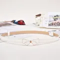 Elegant white leather belt for women featuring a gold butterfly buckle and beige lining - Gold Bowknot Buckle / White