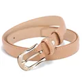Beige leather belt with golden horseshoe buckle featuring a rhinestone heart pattern - Gold Buckle/Beige