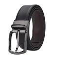 Men's business leather belt with rotatable gunmetal pin buckle and Saffiano texture - 105cm