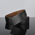 Cintura da uomo business con fibbia automatica in pelle bicolore nera e marrone - 115cm / Fibbia Liscia Nero