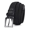 Elastischer Flechtgürtel für Herren mit schwarzem Webmuster und matter Metallschnalle - 105 / Gewehrschwarz Schnalle Schwarz
