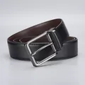 Men's reversible black and brown leather belt with matte gunmetal pin buckle - 105 / Black/Brown