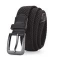 Dark brown stretch woven belt with charcoal grey alloy pin buckle for men - 105cm / Coffee