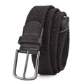Elastic woven belt in dark brown featuring a durable alloy pin buckle and leather tip - 105cm / Gunmetal Buckle Coffee Belt