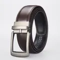 Cintura da uomo in pelle marrone con fibbia automatica grigio antracite per affari - 115cm