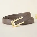 Eleganter Ledergürtel für Damen in Taupe mit minimalistischer goldener Schnalle - 95cm / Elefantengrau