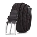 Ceinture tressée élastique marron foncé pour homme avec boucle en alliage argenté - Boucle Argent Café