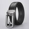Premium Herren-Ledergürtel in Schwarz mit automatischer Schnalle aus Gunmetal-Legierung - 105cm / Stil D