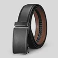 Herren-Automatikgürtel aus Saffiano-Leder mit Metallschnalle in Schwarz und Braun - Stil B Strukturierte Schnalle Schwarz / 11.5cm