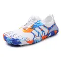 White quick-dry five-finger water shoes with blue and orange painted rubber soles - EU 36 / White and Blue