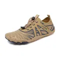 Sand and navy five-finger water shoes with breathable mesh and quick-lace system - EU 35 / Khaki