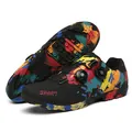 Scarpe da ciclismo con graffiti colorati, doppia fibbia girevole e suola in gomma resistente - 38 / Stile Senza Bloccaggio / Nero