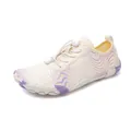 Chaussures d'eau à cinq doigts blanc crème avec motifs de vagues violets - EU 35 / Beige/Violet