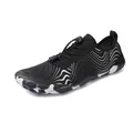 Chaussures d'eau pieds nus noires avec lignes blanches et semelle en gomme camouflage - EU 35 / Noir/Argent
