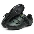 Professionele fietsschoenen in metallic groen met koolstofvezel zool en gespsluiting - 36 / 9909 Groene Racefietszool