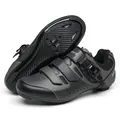 Professionele grijze fietsschoenen met carbon zool en dubbele klittenbandsluiting - 36 / 9909 Houtskoolzwart Racefietszool