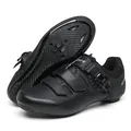 Zwarte racefietsschoenen met klittenband, ratelsluiting en carbonfiber structuurzool - 36 / 9909 Zwart Racefietszool