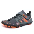 Grey and orange breathable barefoot wading shoes with non-slip rubber sole and velcro straps - EU 38 / Gray