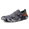 Grey quick-dry barefoot water shoes with cross-elastic straps and non-slip camouflage sole - Dark Gray