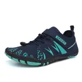 Dark blue barefoot water shoes with quick-lace system and nonslip cyan rubber sole - EU 38 / Dark Blue