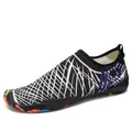 Black barefoot water shoes with purple stripes and durable colorful rubber sole - EU 35 / Black & White Stripes