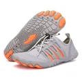 Grey and orange five-finger water shoes with breathable mesh and anti-slip rubber sole - 36 / Grey (A092)