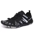 Breathable black water shoes with white stripes and quick-lace system for outdoor sports - EU 38 / Black