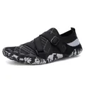 Black quick-dry water shoes featuring cross straps, buckle closure and honeycomb heel - 36 / Black