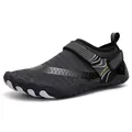 Chaussures aquatiques gris foncé à séchage rapide avec semelle caoutchouc et velcro - Noir