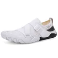 White quick-dry water shoes featuring elastic criss-cross straps and wave-pattern non-slip soles - 36 / White