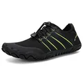 Outdoor barefoot water shoes in black and neon green with durable anti-slip rubber soles - 35 / Black Green (9515)