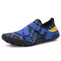 Black and blue quick-dry water shoes with adjustable straps and non-slip rubber soles - 36 / Blue
