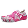 Quick-dry rose red and grey water shoes with breathable mesh and anti-slip rubber soles - 36 / Rose Red