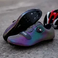 Fahrradschuhe mit Chamäleon-Farbverlauf, Drehverschluss und Profi-Klicksohle - 38 / Rennrad-Klicksystem / Reflektierendes Blau
