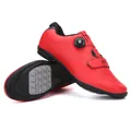 Rote MTB-Fahrradschuhe mit Drehverschluss und atmungsaktiven Laserperforationen - 38 / Flache Sohle Stil (Ohne Cleats) / Rot