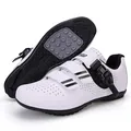 Weiße Profi-Fahrradschuhe mit schwarzen Sohlen und sicherem Schnallenverschlusssystem - 39 / 2088 Modell Ohne Schloss / Weißschwarz
