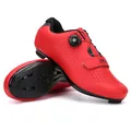 Professional red road cycling shoes with speed dial closure and black composite soles - 38 / Road Cleat Style / Red