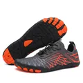 Grey and orange quick-dry water shoes with breathable mesh and anti-slip rubber sole - 40 / Gray/Orange (8305)