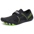 Scarpe acquatiche a piedi nudi nero e verde neon con cinturino in velcro regolabile - 35 / nero e verde