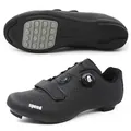 Black professional cycling shoes with breathable upper and dual knob closure system - 38 / Flat Sole Style (Non-Cleated) / Black