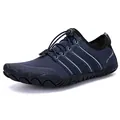 Outdoor trekking water shoes in navy blue featuring breathable mesh and grip rubber sole - 35 / Dark Blue Silver (9515)