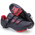 Zapatillas de ciclismo de carretera profesionales en negro y rojo con calas de 3 agujeros - 39 / Estilo Calas Carretera / Negro Rojo