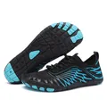 Black and cyan breathable mesh water shoes with non-slip rubber soles for outdoor hiking - 40 / Black/Blue (8305)