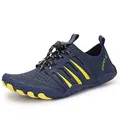 Chaussures d'eau minimalistes bleu marine et jaune en mesh avec semelle en caoutchouc - 46 / Bleu Foncé (A092)