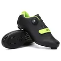Black and neon green cycling shoes with rotary dials and multi-system compatible soles - 38 / Road Cleat Style / Dark Green